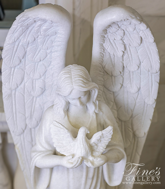 Marble Memorials  - Angel With Dove Memorial - MEM-491